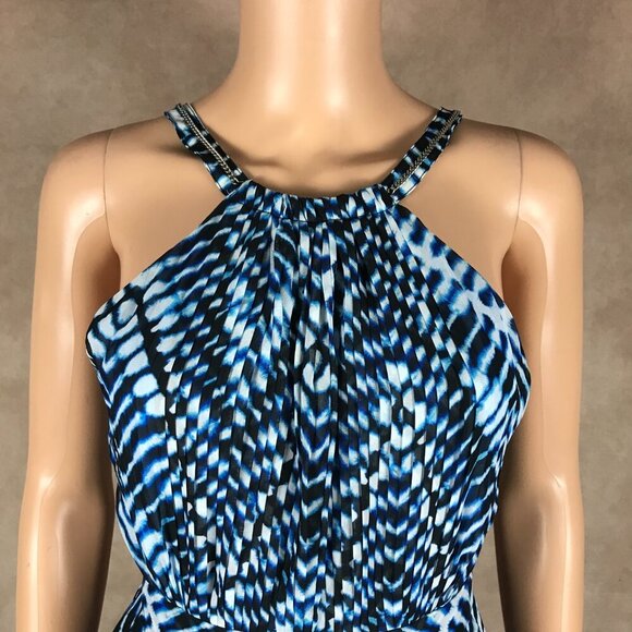 CALVIN KLEIN Women's Blue Printed Chain Trim Racerback A-Line Dress NWT 0P - Picture 13 of 13